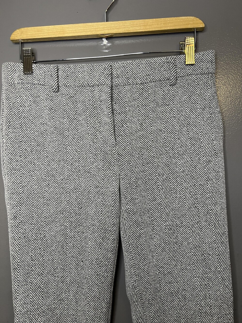 Ann Taylor Pants Womens 2 Gray Herringbone Straight Leg Tweed Dress Slacks Work